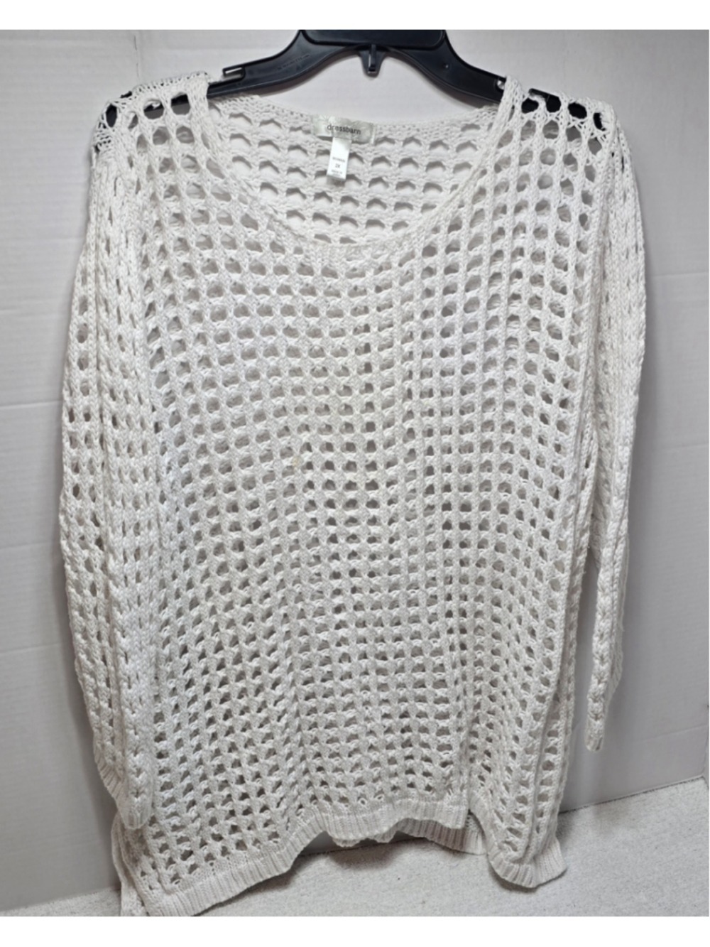 Women's Dressbarn Crochet Knit Sweater White 2X